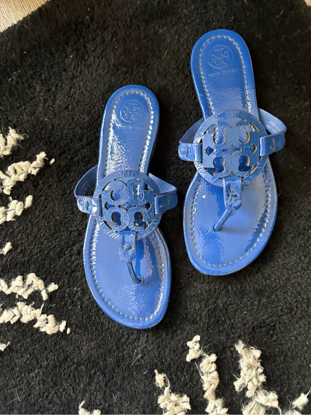 Tory Burch Miller Patent Leather Sandals Royal Blue - worn twice at most.